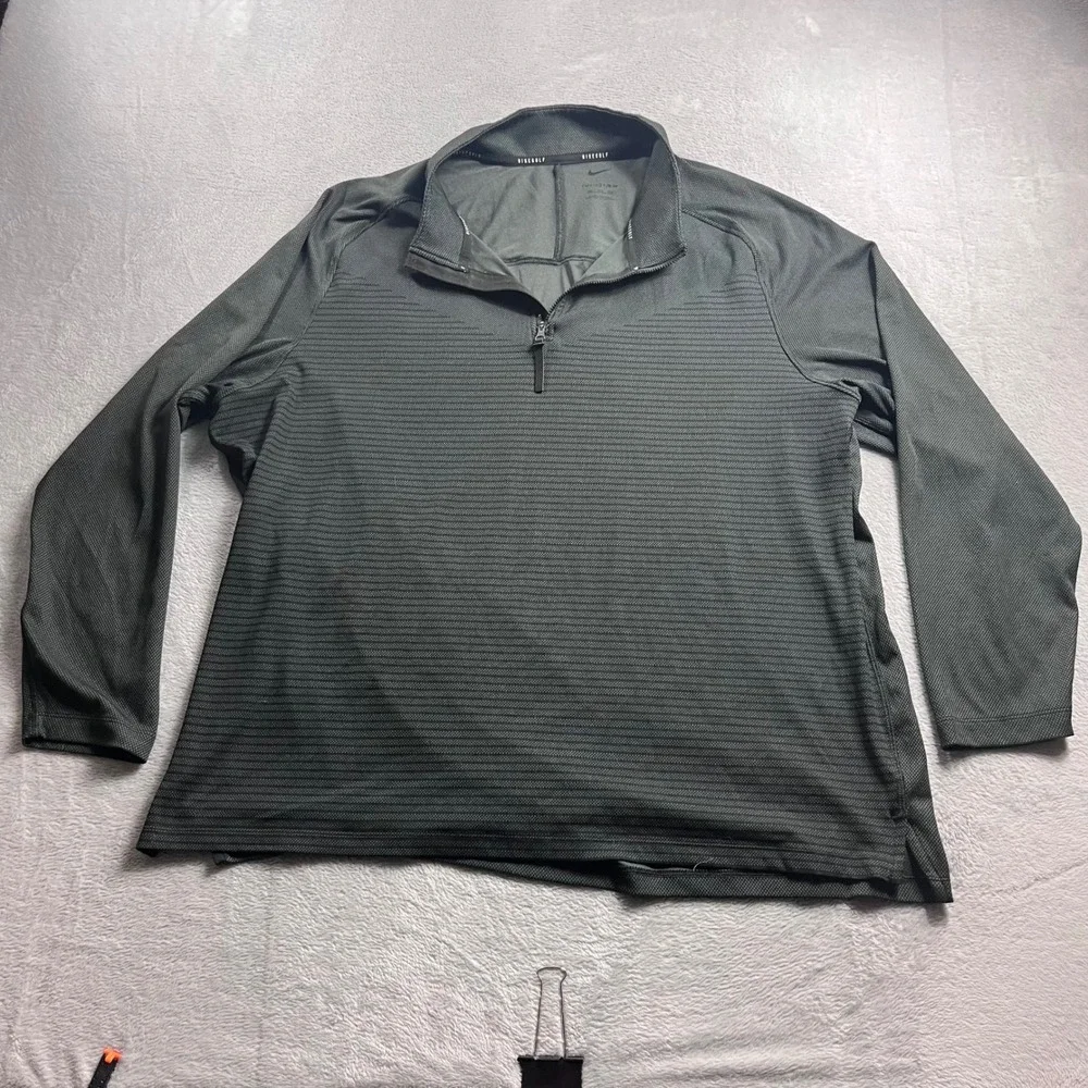 Nike Golf Dri-FIT ADV Mens 2XL Half Zip‎ Pullover Grey Stripe DH0982-010